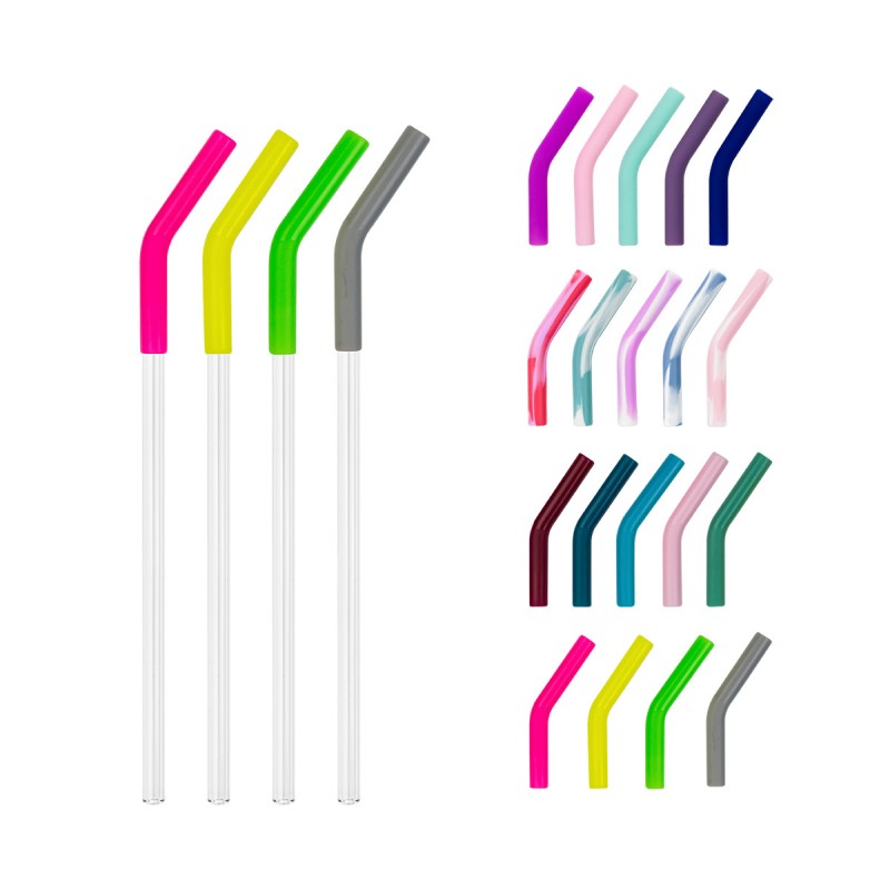 Silicone Tip Glass Reusable Straw